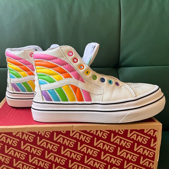 Vans Platform Super ComfyCush Sk8-Hi Rainbow Flour Shop Women’s 9 w/original box - Picture 3 of 7